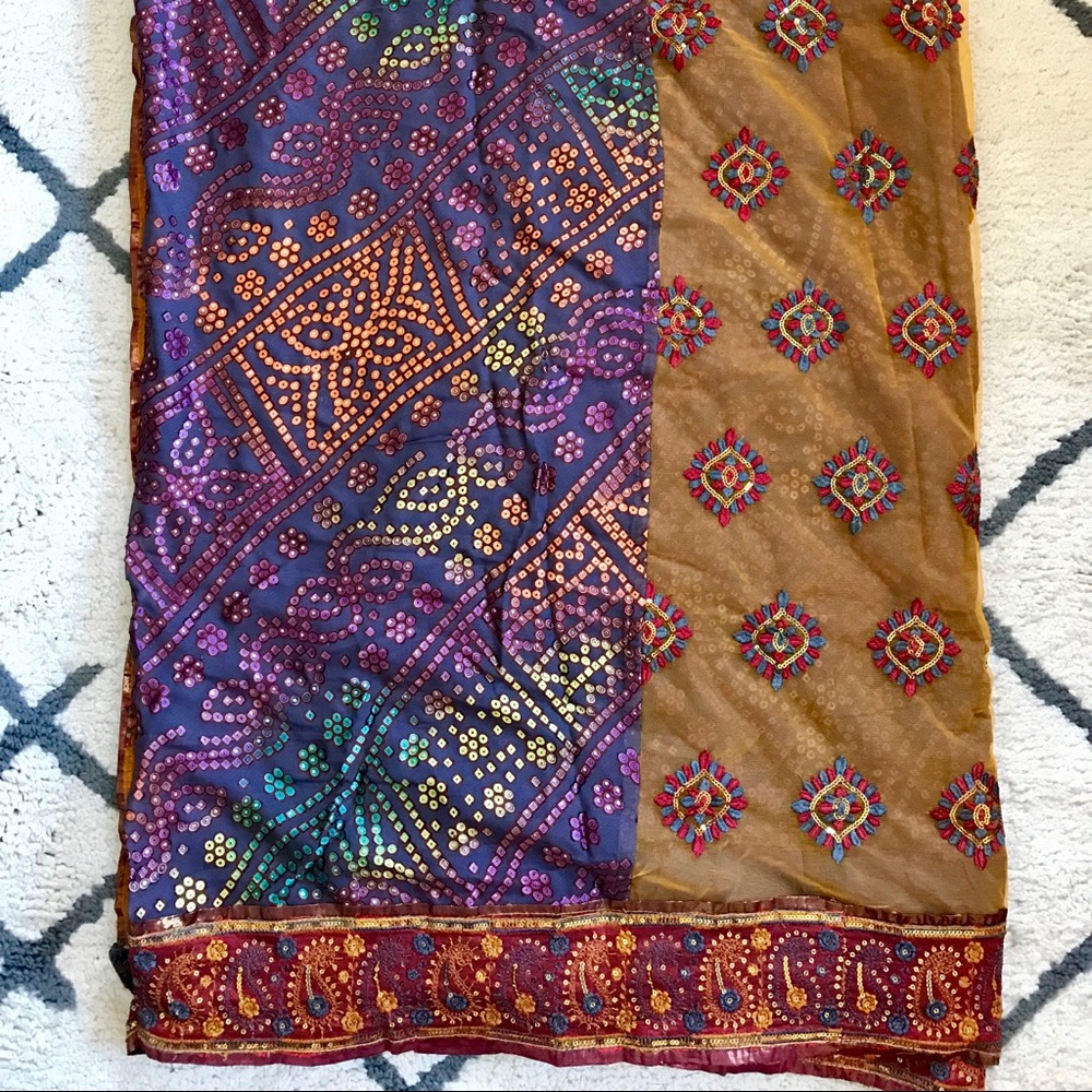 Gold and Purple Formal Saree